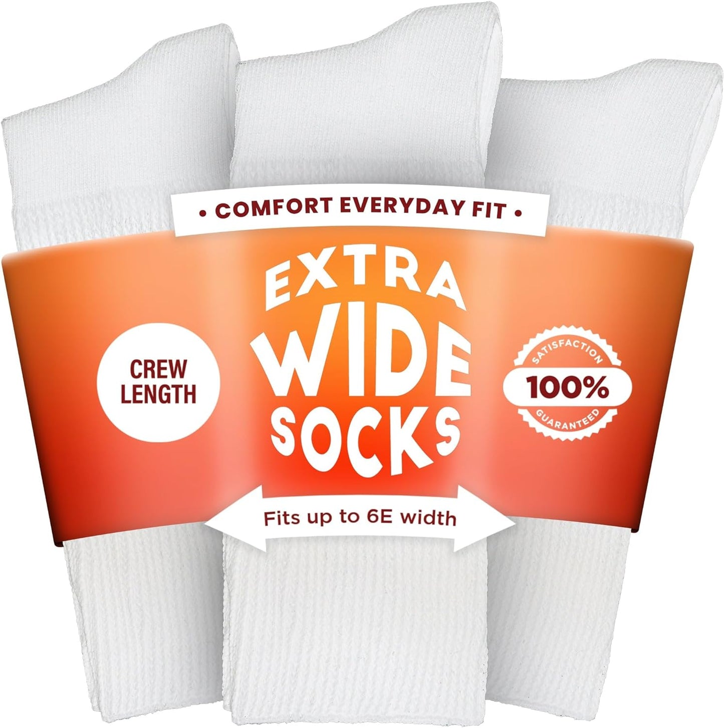 Elite Athletic Crew Socks (3 Pairs) - Extra Wide Socks