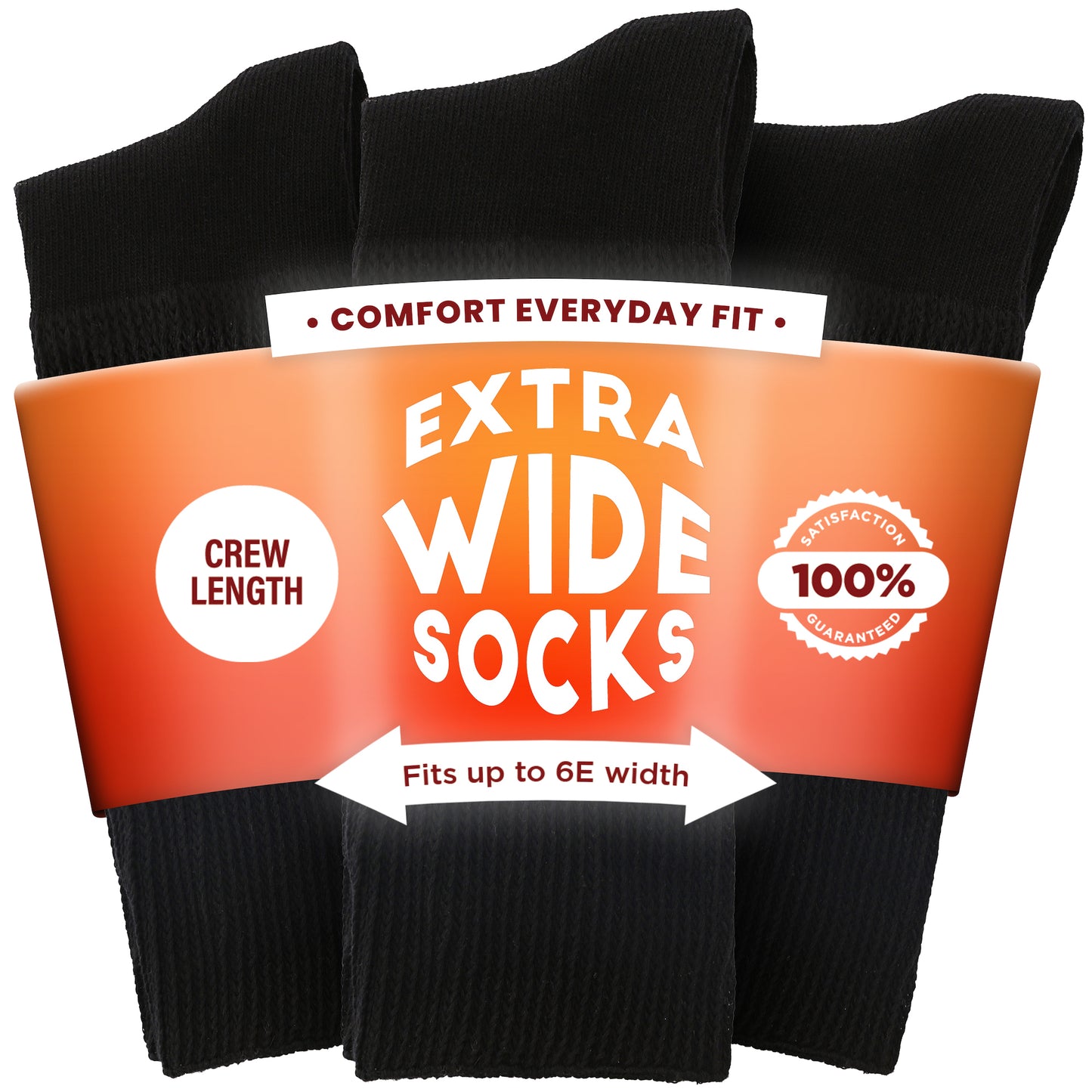Elite Athletic Crew Socks (3 Pairs) - Extra Wide Socks