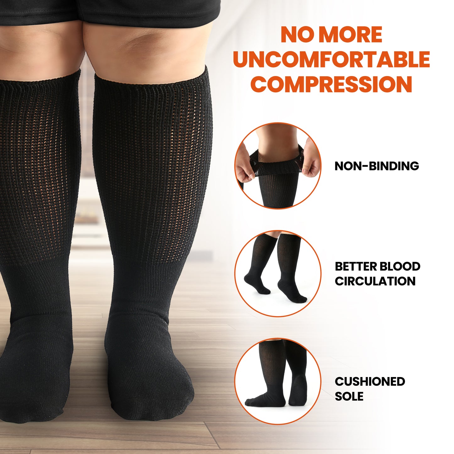 Elite Athletic Crew Socks (3 Pairs) - Extra Wide Socks