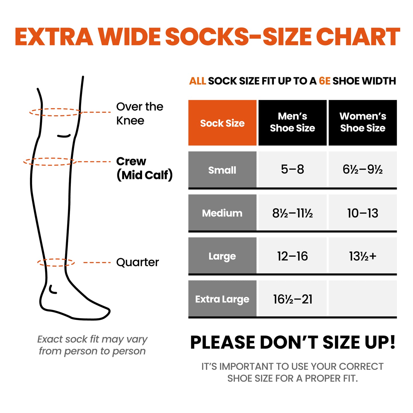 Elite Athletic Crew Socks (3 Pairs) - Extra Wide Socks