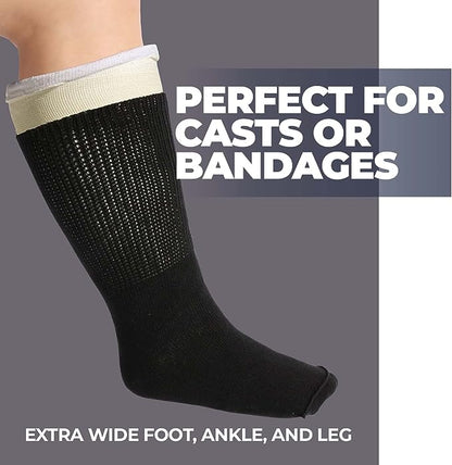 Elite Wide Hospital Non Slip Socks - 2 Pairs