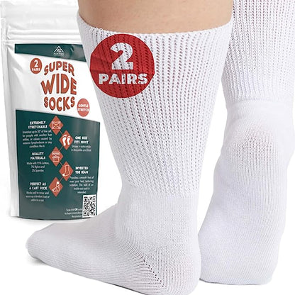 Elite Wide Hospital Non Slip Socks - 2 Pairs