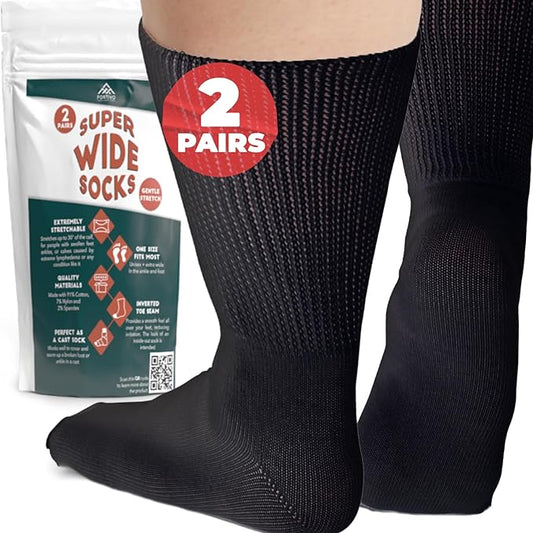 Elite Wide Hospital Non Slip Socks - 2 Pairs